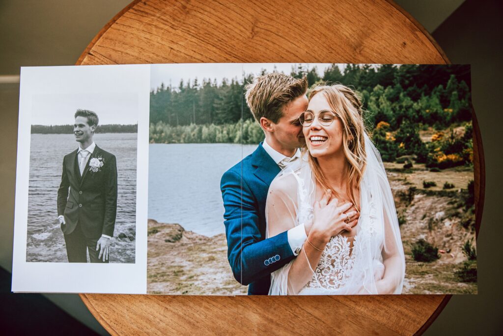 Luxe handgemaakt trouwalbum exclusieve materialen